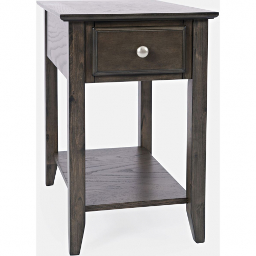 Modern Espresso Side Table in Grey Brown Wood